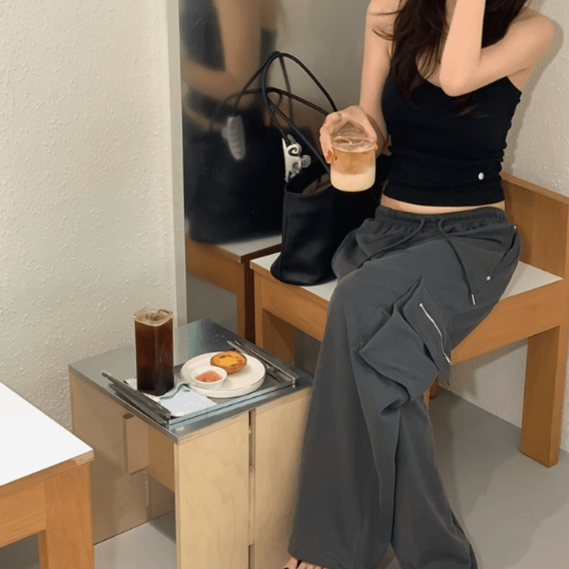 새로운 가을 허리밴드 펌프 로프 워크웨어 캐주얼 긴 바지 이미지 3