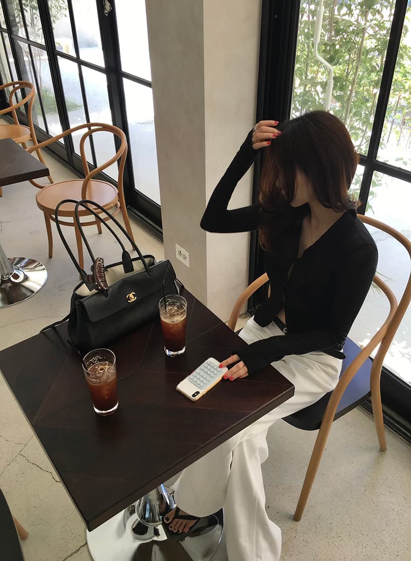 새로운 가을 외국 가스 폴로 칼라 싱글 줄 버튼 타이트 긴팔 맨위 상세 이미지 11