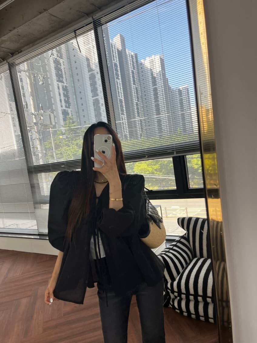 새로운 작은 대중 주름 단추 끈 루즈핏 슬림해 보이는 긴팔 셔츠 여성 상세 이미지 25