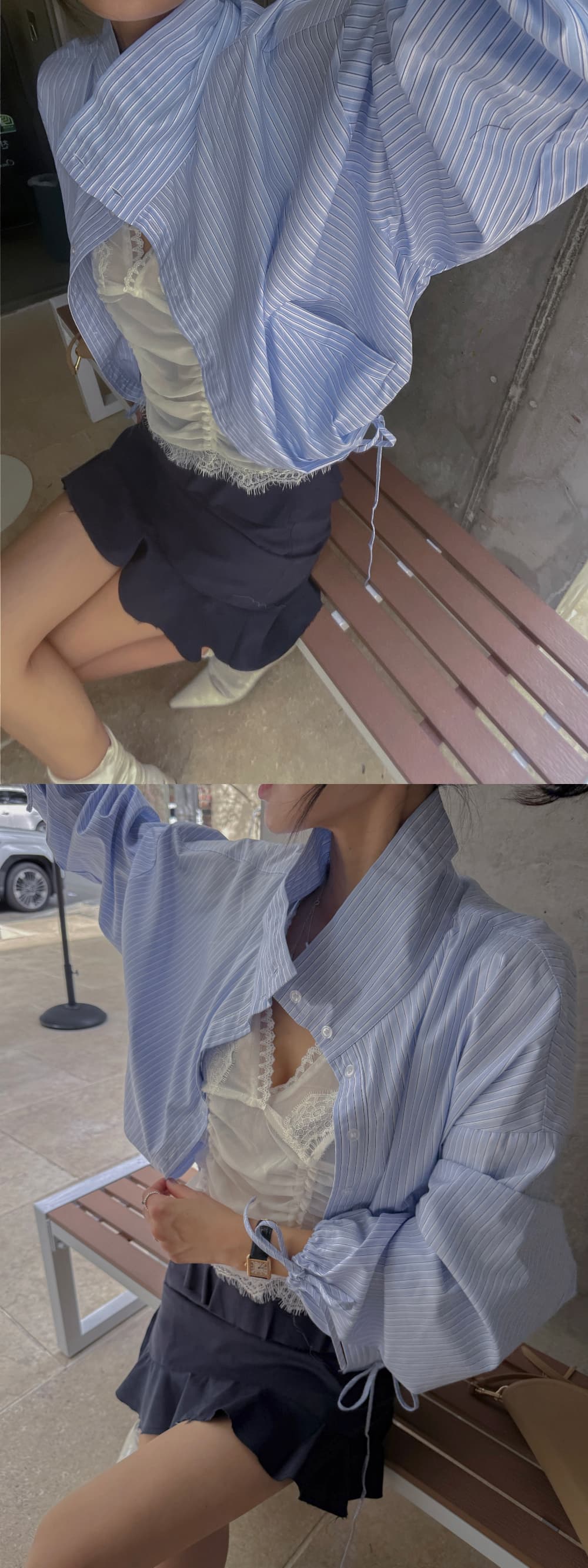 새로운 패션 출퇴근 펌프 로프 수축 진자 디자인 센스 긴팔 셔츠 상세 이미지 14