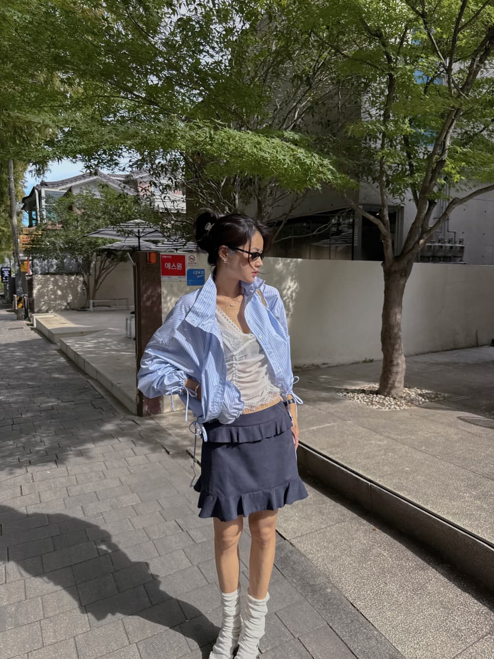 새로운 패션 출퇴근 펌프 로프 수축 진자 디자인 센스 긴팔 셔츠 상세 이미지 21