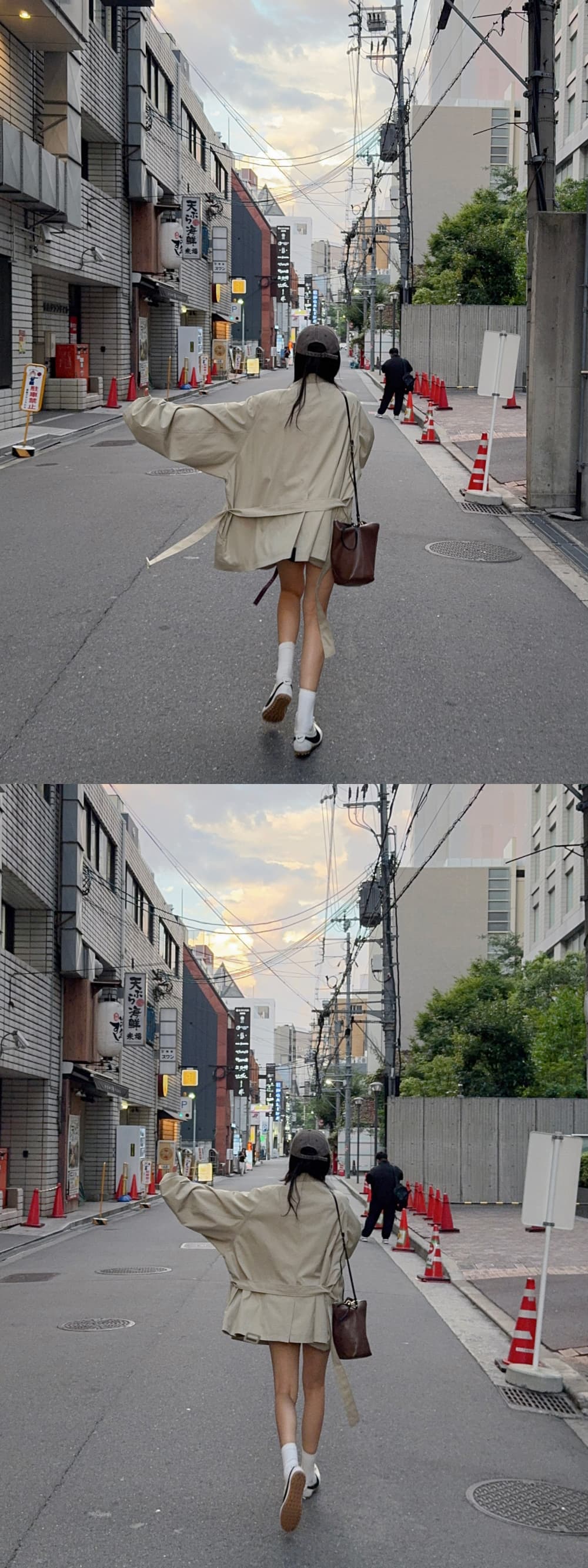 새로운 단색 루즈핏 스탠드 칼라 싱글 줄 버튼 허리 수축 레이스업 중간 길이 재킷 재킷 상세 이미지 37