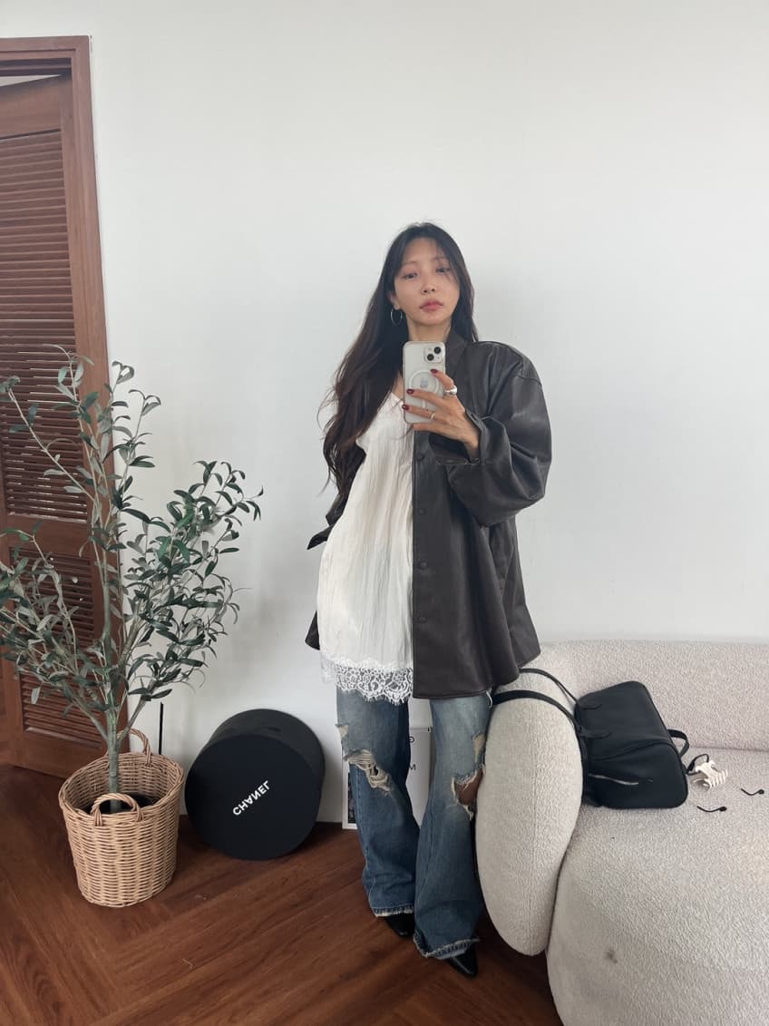 새로운 측면 레이스업 레이스 조각 슬립 드레스 상세 이미지 25