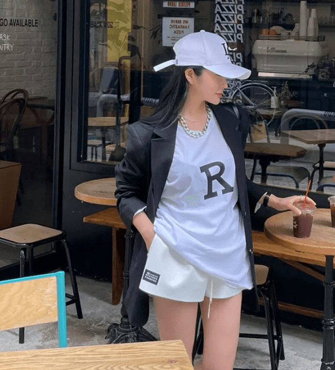 있음 선적 루즈핏 백리스 알파벳 자외선 차단 의류 상세 이미지 6
