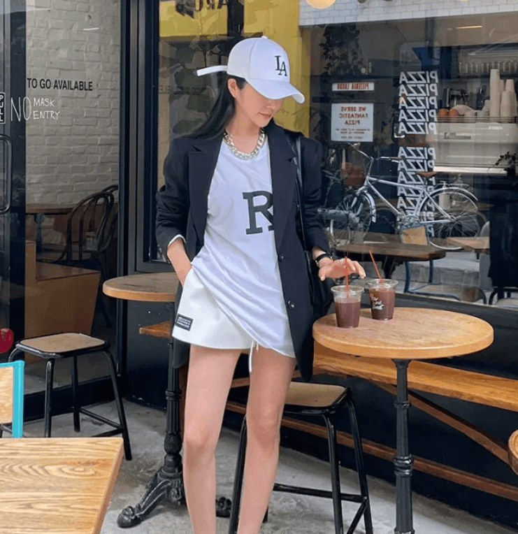 있음 선적 루즈핏 백리스 알파벳 자외선 차단 의류 상세 이미지 7