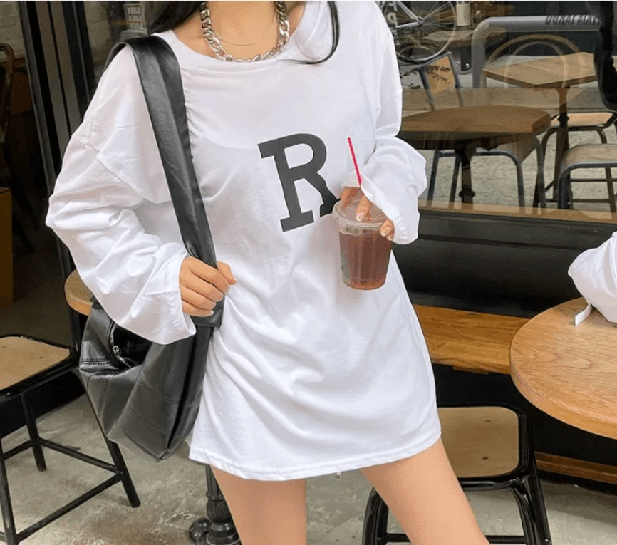 있음 선적 루즈핏 백리스 알파벳 자외선 차단 의류 상세 이미지 11