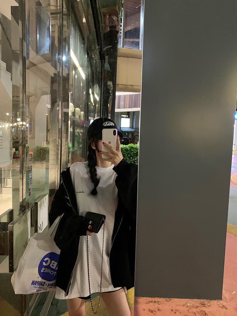 있음 선적 지퍼 후드티 루즈핏 bf 느긋한 바람 후드 티 스웨터 여성 상세 이미지 23