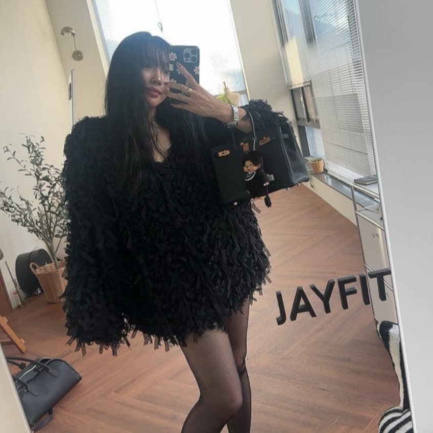 품격 라운드 넥 무거운 작업 술 측면 루즈핏 모피 재킷 이미지 3