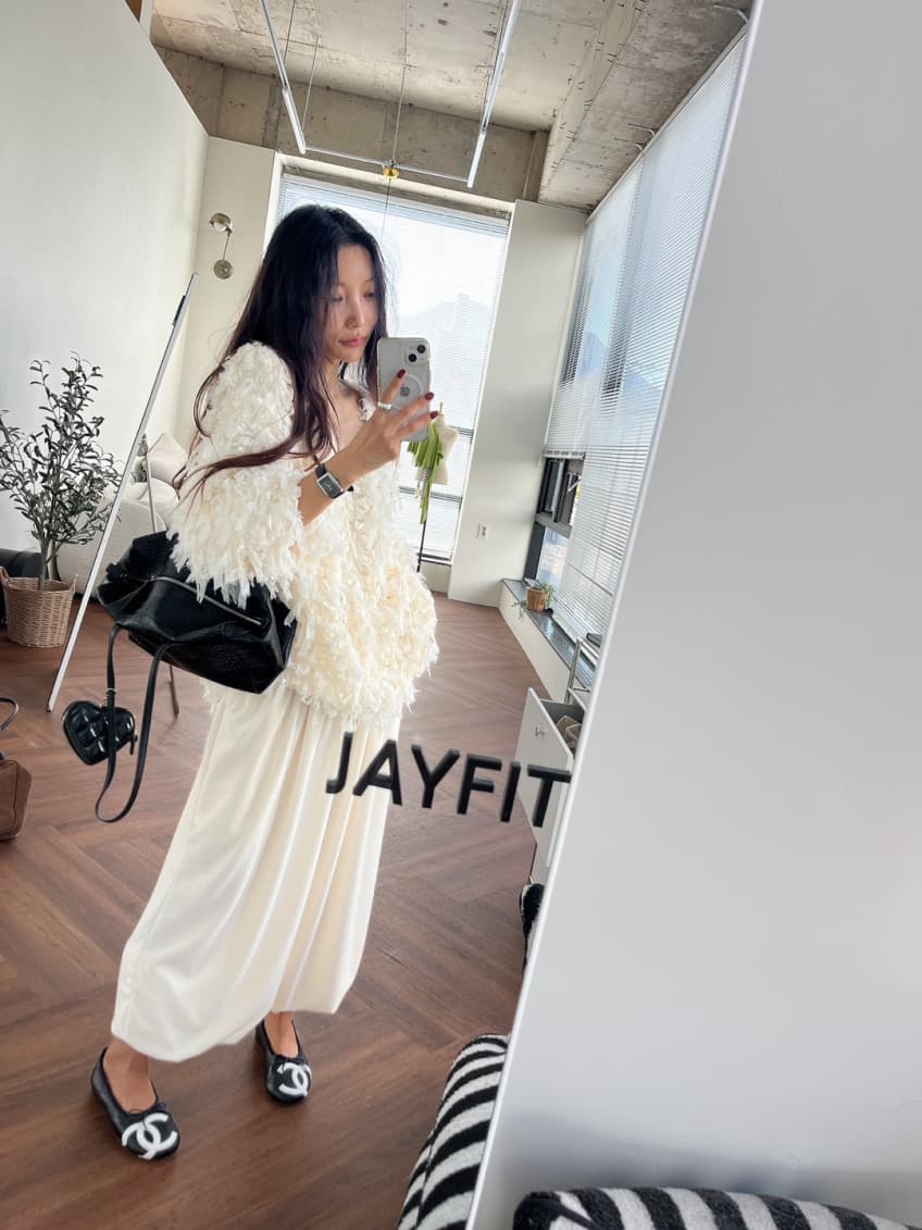 품격 라운드 넥 무거운 작업 술 측면 루즈핏 모피 재킷 상세 이미지 15