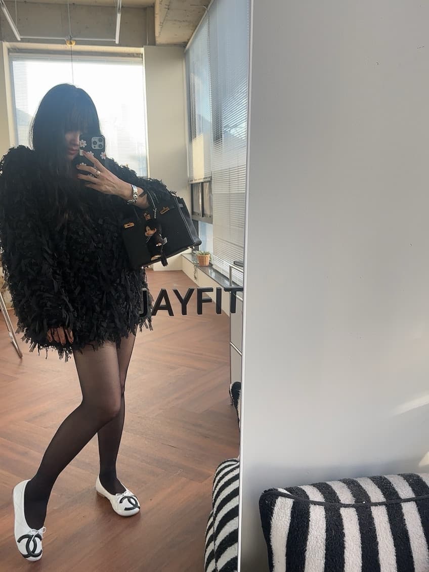 품격 라운드 넥 무거운 작업 술 측면 루즈핏 모피 재킷 상세 이미지 24