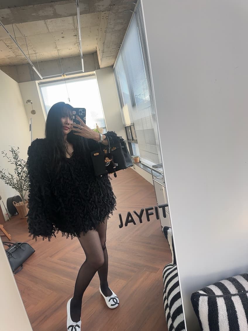 품격 라운드 넥 무거운 작업 술 측면 루즈핏 모피 재킷 상세 이미지 26