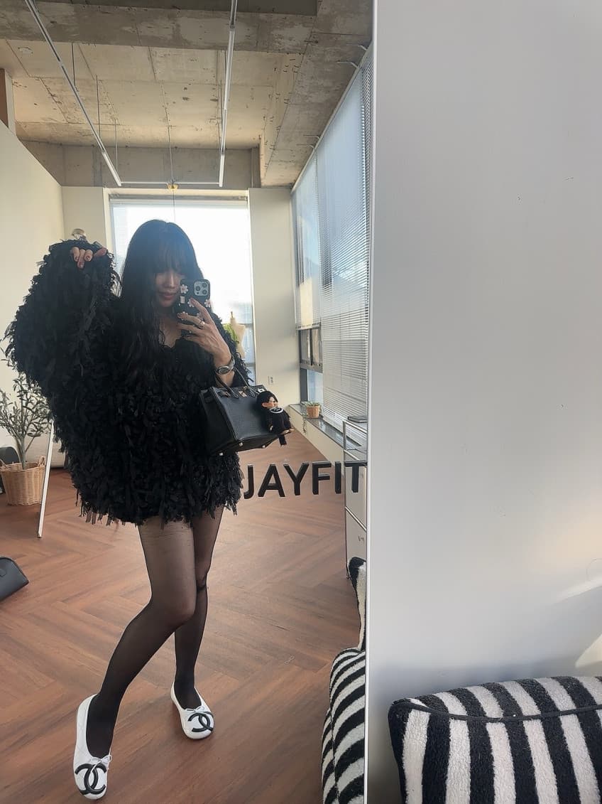 품격 라운드 넥 무거운 작업 술 측면 루즈핏 모피 재킷 상세 이미지 28