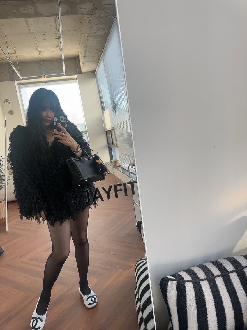 품격 라운드 넥 무거운 작업 술 측면 루즈핏 모피 재킷 상세 이미지 30