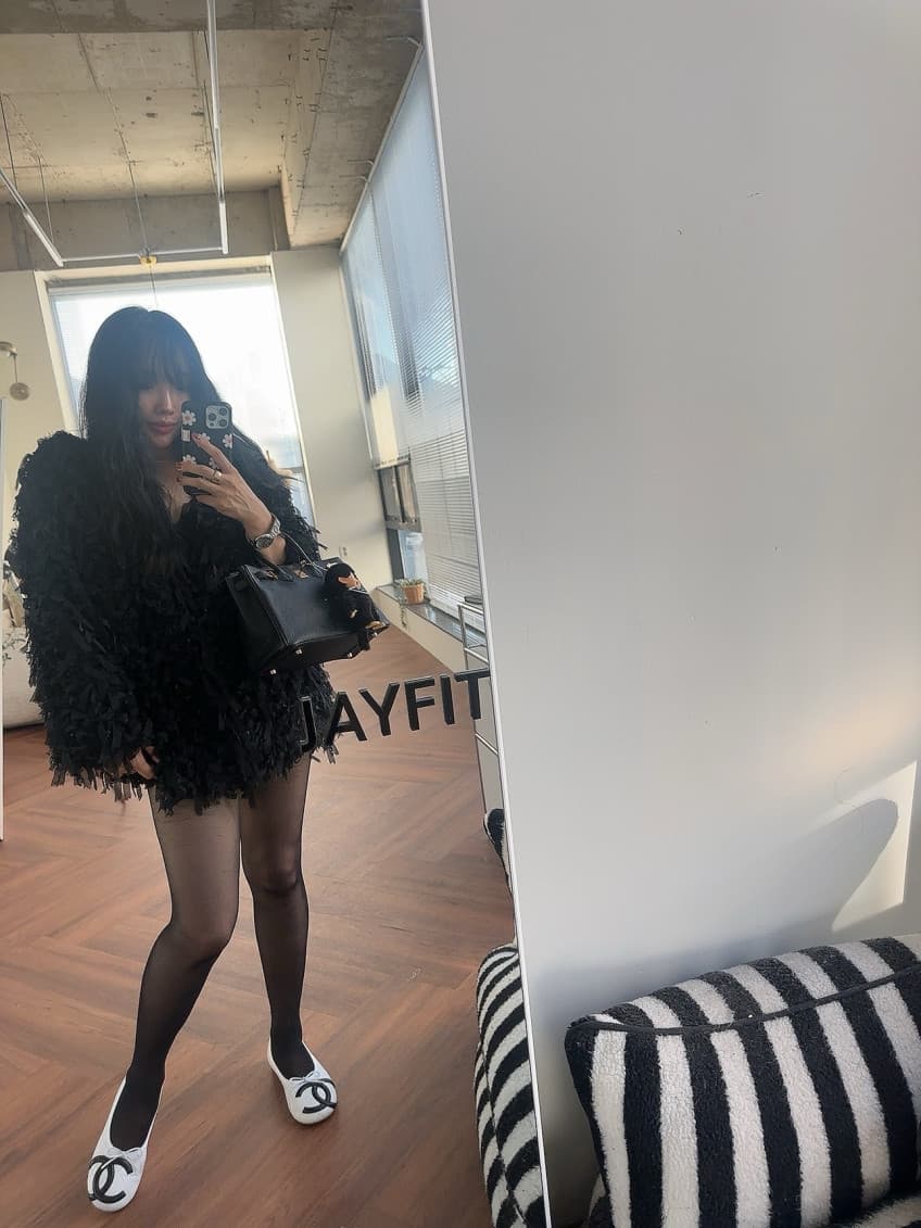 품격 라운드 넥 무거운 작업 술 측면 루즈핏 모피 재킷 상세 이미지 31