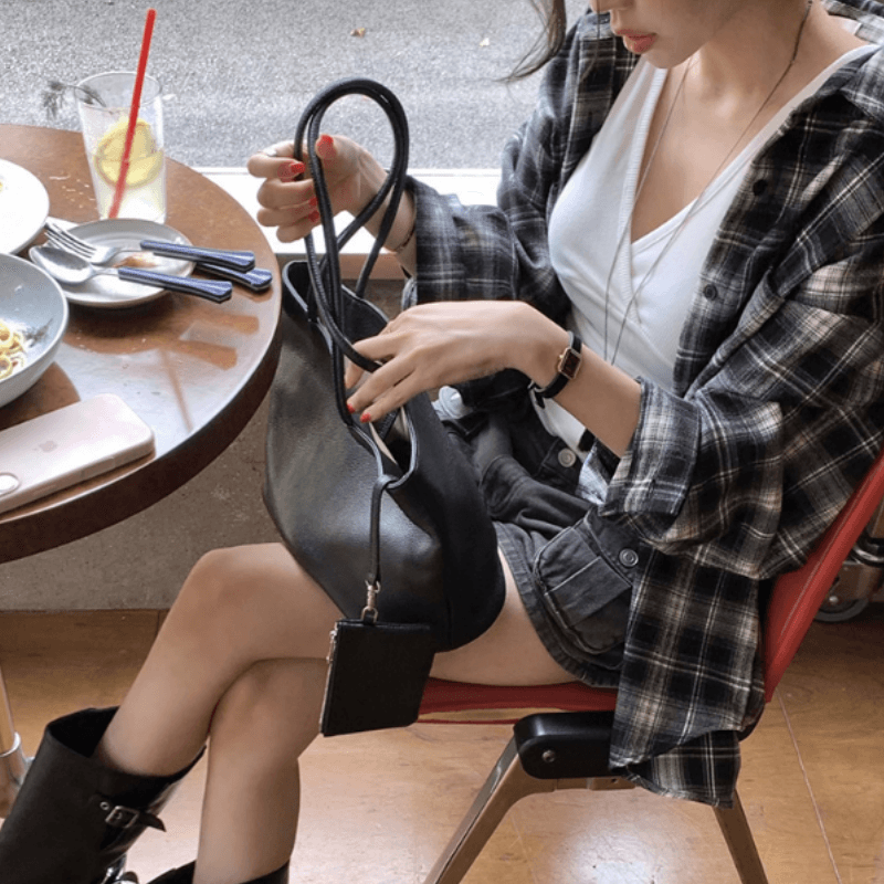 있음 선적 새로운 레트로 문예 바람 격자 무늬 셔츠 루즈핏 슬림해 보이는 캐주얼 셔츠 재킷 이미지 2