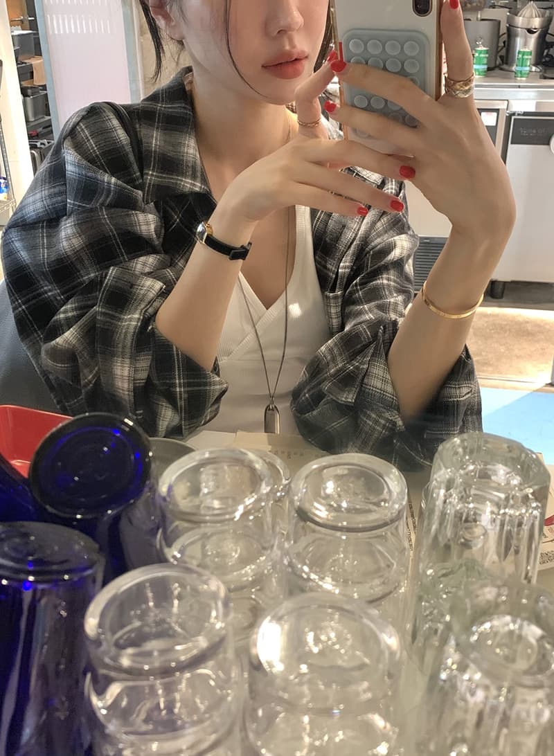 있음 선적 새로운 레트로 문예 바람 격자 무늬 셔츠 루즈핏 슬림해 보이는 캐주얼 셔츠 재킷 상세 이미지 31