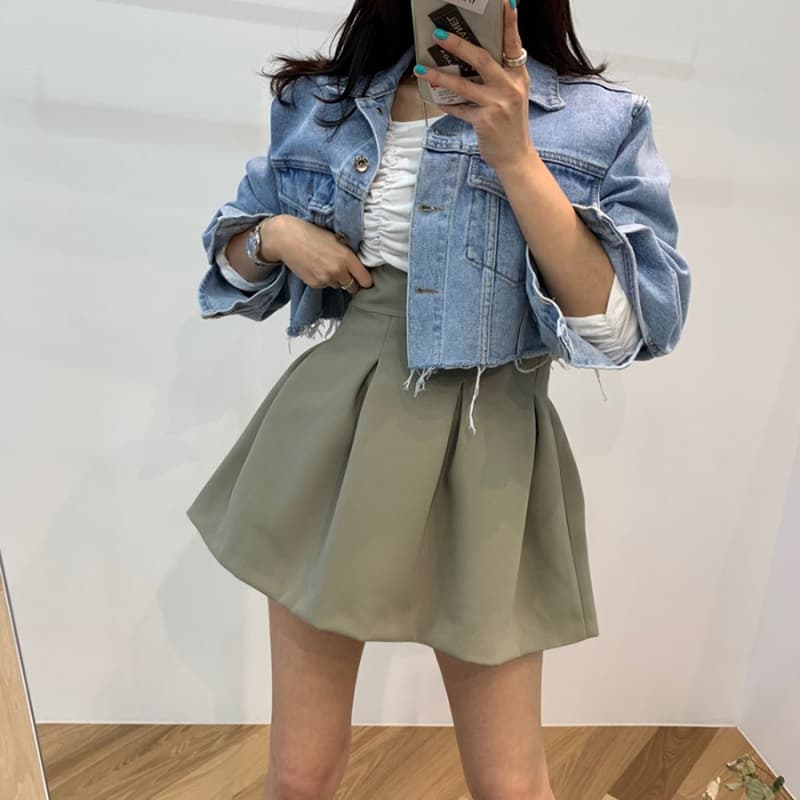 선물 화물 한국 레트로 거친 가장자리 쇼트 스타일 루즈핏 캐주얼 데님 재킷 하이웨이스트 자켓 이미지 2