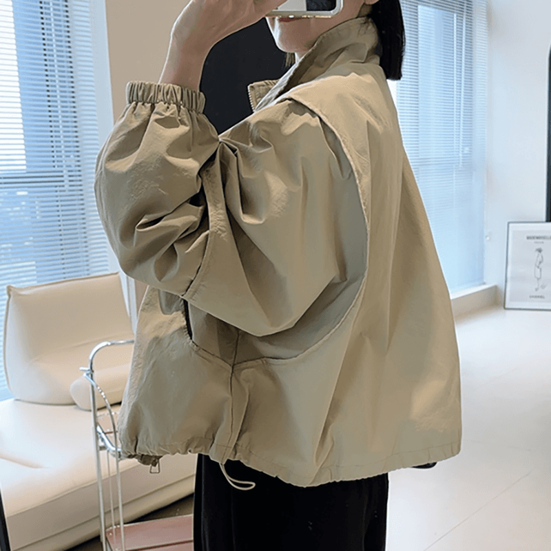 선물 화물 한국 동대문 가을 겨울 프랑스식 레트로 재킷 지퍼 여성 코트 고급 센스 한 첨부 된 의류 트렌디 이미지 4
