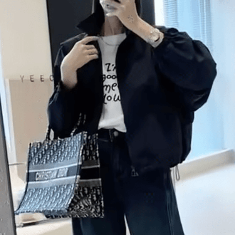 선물 화물 한국 동대문 가을 겨울 프랑스식 레트로 재킷 지퍼 여성 코트 고급 센스 한 첨부 된 의류 트렌디 이미지 3