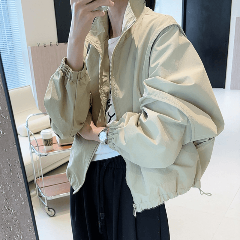 선물 화물 한국 동대문 가을 겨울 프랑스식 레트로 재킷 지퍼 여성 코트 고급 센스 한 첨부 된 의류 트렌디 상세 이미지 6