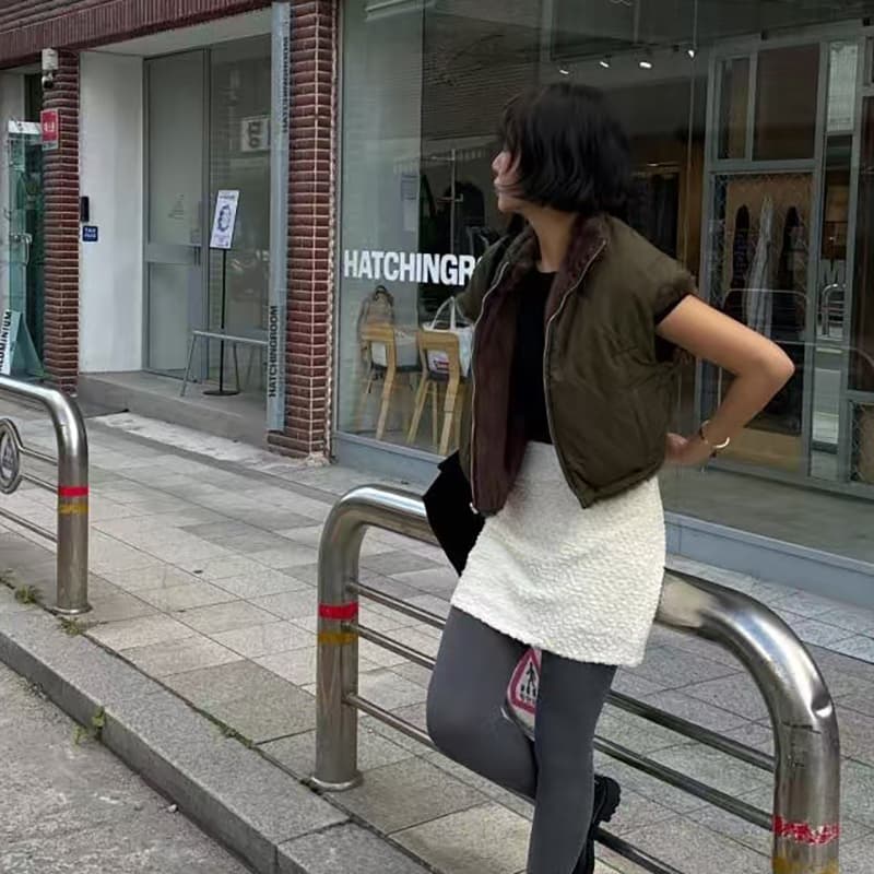 선물 화물 한국 동대문 두 얼굴 착용 어깨 민소매 수달 지퍼 베스트 상세 이미지 3