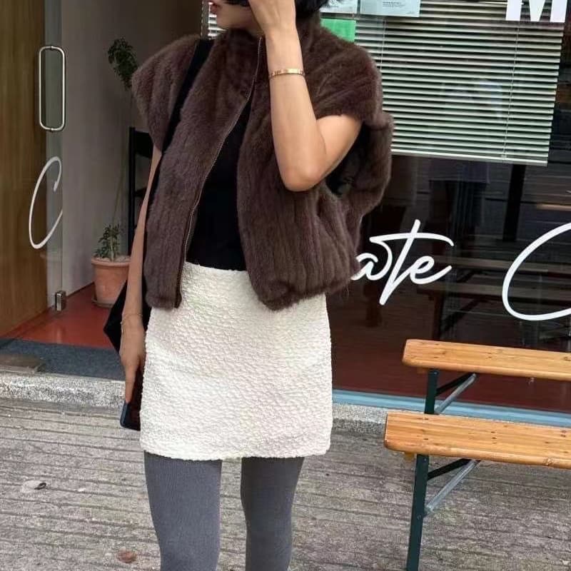 선물 화물 한국 동대문 두 얼굴 착용 어깨 민소매 수달 지퍼 베스트 상세 이미지 8