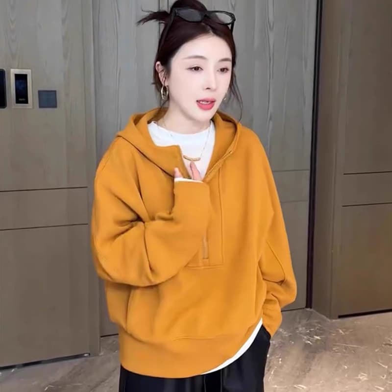 선물 화물 한국 스타일 하프 지퍼 후드 긴팔 후드티 가을 겨울 다용도 외국 가스 맨위 상세 이미지 5