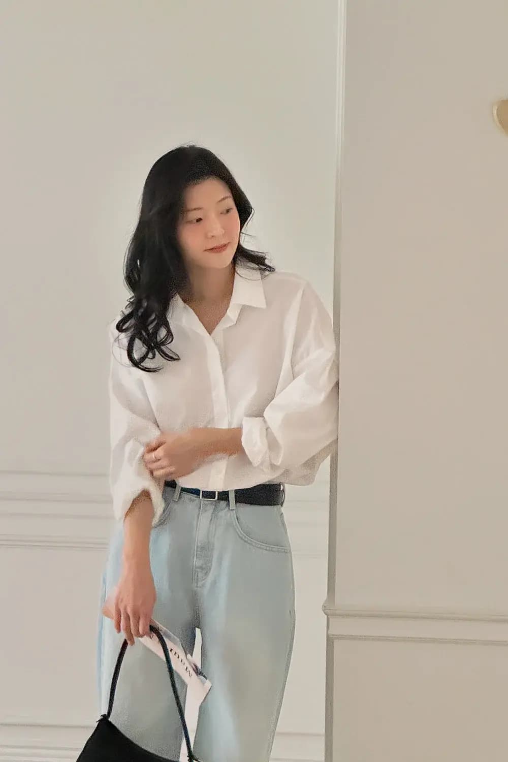 선물 화물 한국 스타일 화이트 긴팔 여성 셔츠 루즈핏 프로필 모양 다용도 캐주얼 자외선 차단 셔츠 이미지 4