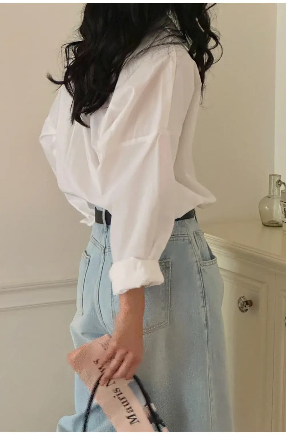 선물 화물 한국 스타일 화이트 긴팔 여성 셔츠 루즈핏 프로필 모양 다용도 캐주얼 자외선 차단 셔츠 상세 이미지 18