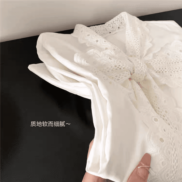선물 화물 한국 스타일 나비 매듭 화이트 여성 셔츠 봄 가을 디자인 센스 Chic 긴팔 맨위 상세 이미지 20