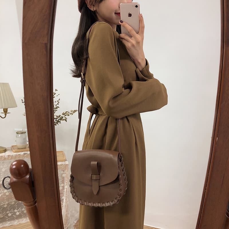 선물 화물 한국 스타일 허리 수축 봄 가을 레이스업 여성 드레스 그는 벤 바람 롱 스커트 상세 이미지 13