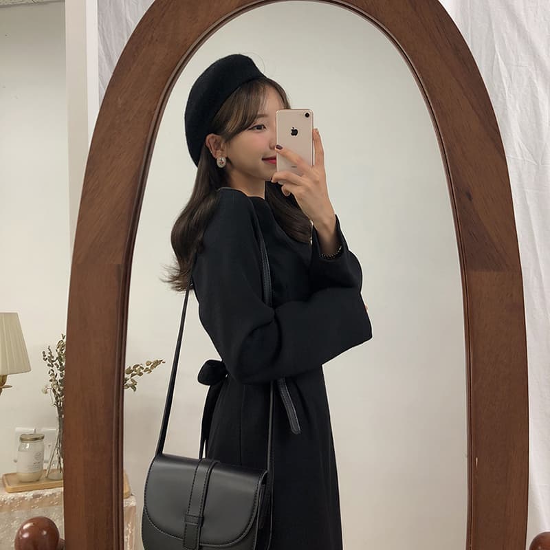 선물 화물 한국 스타일 허리 수축 봄 가을 레이스업 여성 드레스 그는 벤 바람 롱 스커트 상세 이미지 27