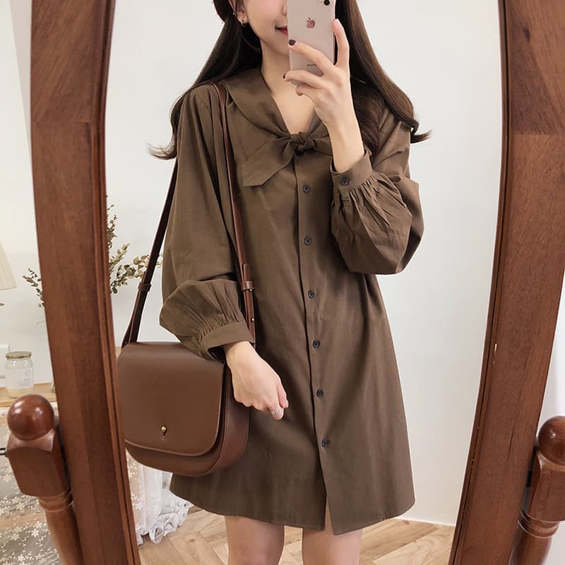 선물 화물 한국 스타일 루즈핏 몸매 가꾸기 오픈 가디건 단색 셔츠 섹션 긴팔 드레스 미니멀리즘 맨위 상세 이미지 6