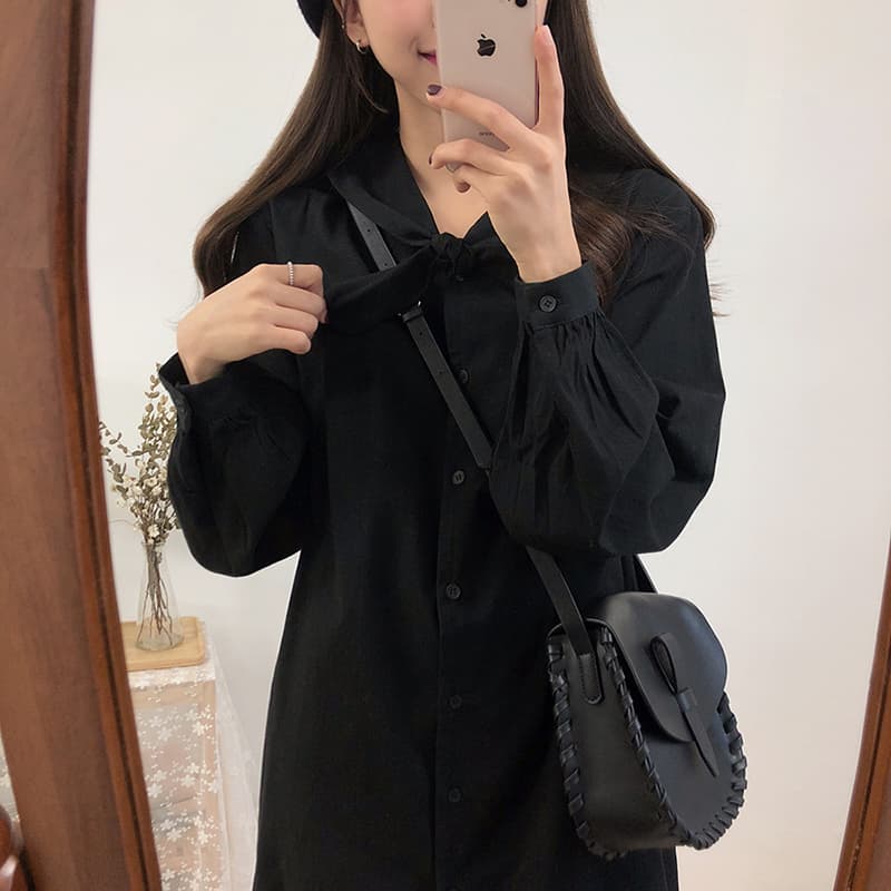 선물 화물 한국 스타일 루즈핏 몸매 가꾸기 오픈 가디건 단색 셔츠 섹션 긴팔 드레스 미니멀리즘 맨위 상세 이미지 9