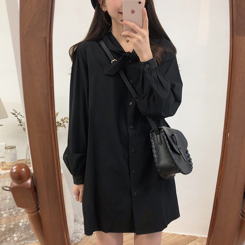 선물 화물 한국 스타일 루즈핏 몸매 가꾸기 오픈 가디건 단색 셔츠 섹션 긴팔 드레스 미니멀리즘 맨위 상세 이미지 10