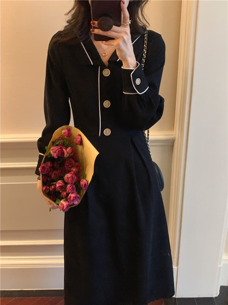 선물 화물 한국 스타일 작은 대중 캄파넬라 세과 요정 슈퍼 요정 센 부서 치마 봄 가을 품격 허리 수축 슬림해 보이는 드레스