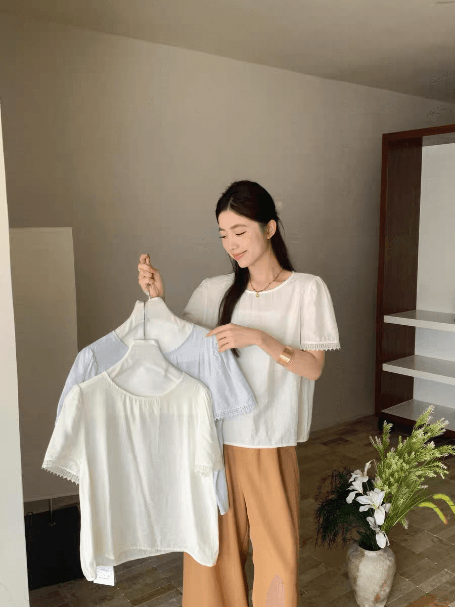 선물 화물 품격 인사이드 가져 가라. 커프스 패치워크 레이스 맨위 작은 셔츠 상세 이미지 1