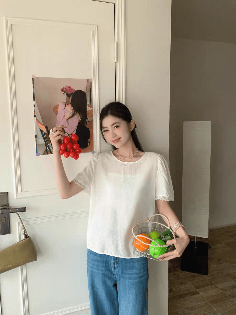 선물 화물 품격 인사이드 가져 가라. 커프스 패치워크 레이스 맨위 작은 셔츠 상세 이미지 6