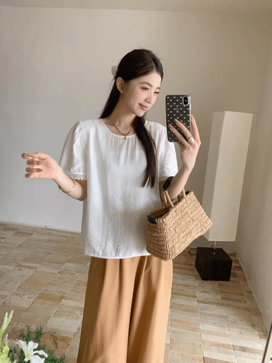 선물 화물 품격 인사이드 가져 가라. 커프스 패치워크 레이스 맨위 작은 셔츠 상세 이미지 7