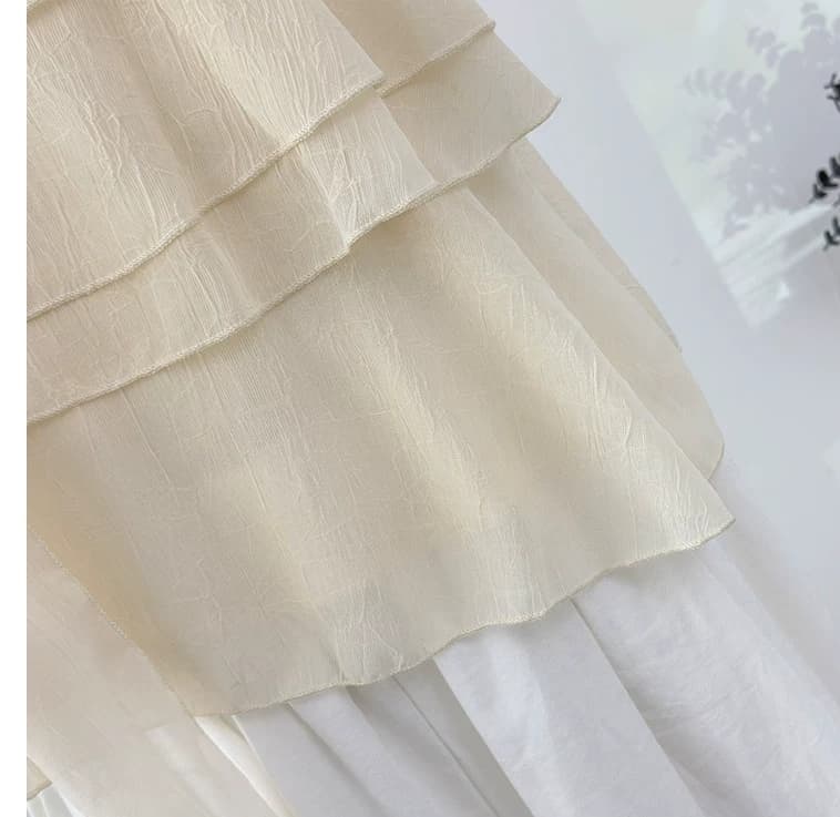 선물 화물 한 부서 프릴 불규칙 비스듬한 칼라 오프숄더 반팔 여성 셔츠 패션 연령 감소 루즈핏 Chic 맨위 상세 이미지 7