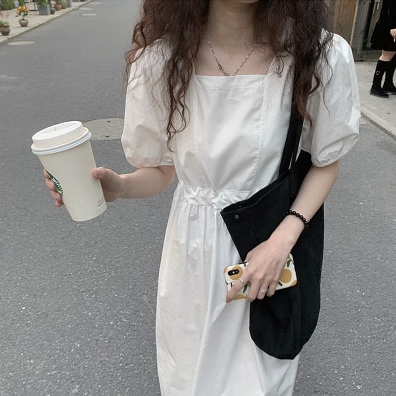 선물 화물 한 바람 여름 레이스업 허리 수축 광장 칼라 화이트 요정 슈퍼 요정 센 부서 상세 이미지 1