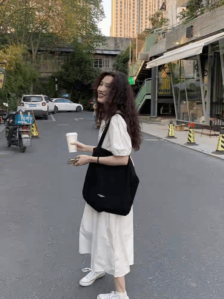 선물 화물 한 바람 여름 레이스업 허리 수축 광장 칼라 화이트 요정 슈퍼 요정 센 부서 상세 이미지 6