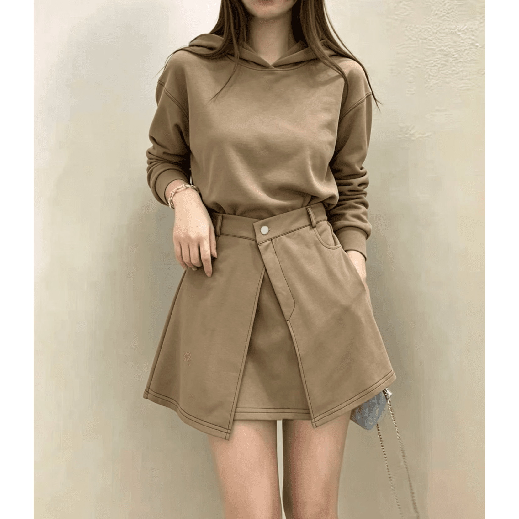 선물 화물 한국 동대문 후드 페이크 레이어드 드레스 이미지 5