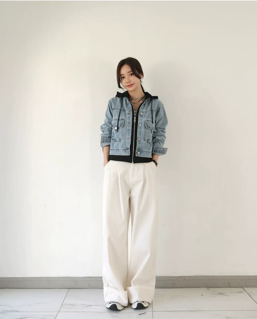 선물 화물 한 부서 고유 한 슈퍼 잘 생긴 데님 재킷 캐주얼 맨위 페이크 레이어드 후드 티 스웨터 긴팔 재킷 상세 이미지 11
