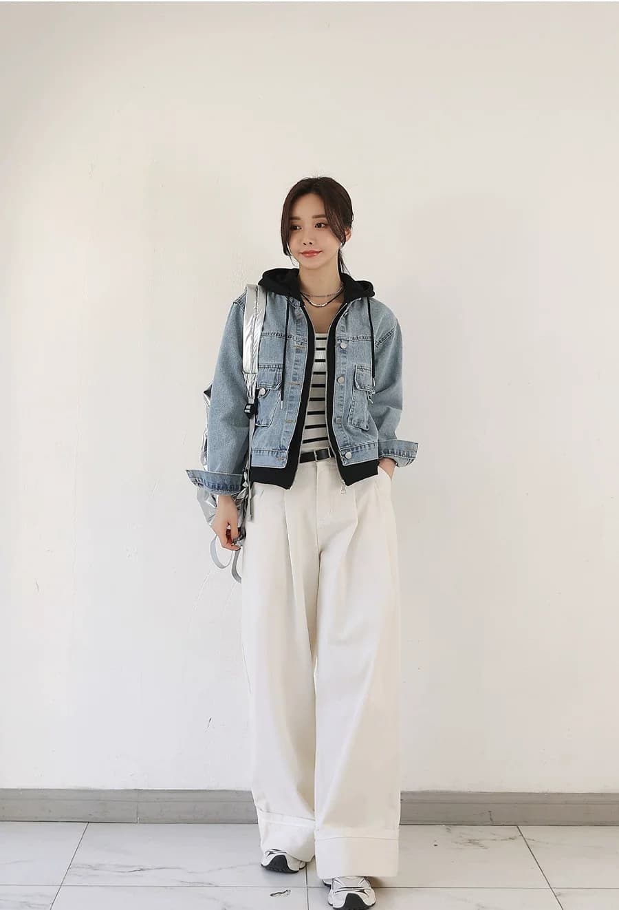 선물 화물 한 부서 고유 한 슈퍼 잘 생긴 데님 재킷 캐주얼 맨위 페이크 레이어드 후드 티 스웨터 긴팔 재킷 상세 이미지 21