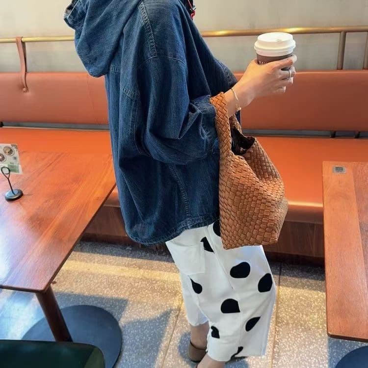 선물 화물 한국 스타일 루즈핏 느긋한 캐주얼 바람 다용도 후드 펌프 로프 데님 재킷 상세 이미지 5