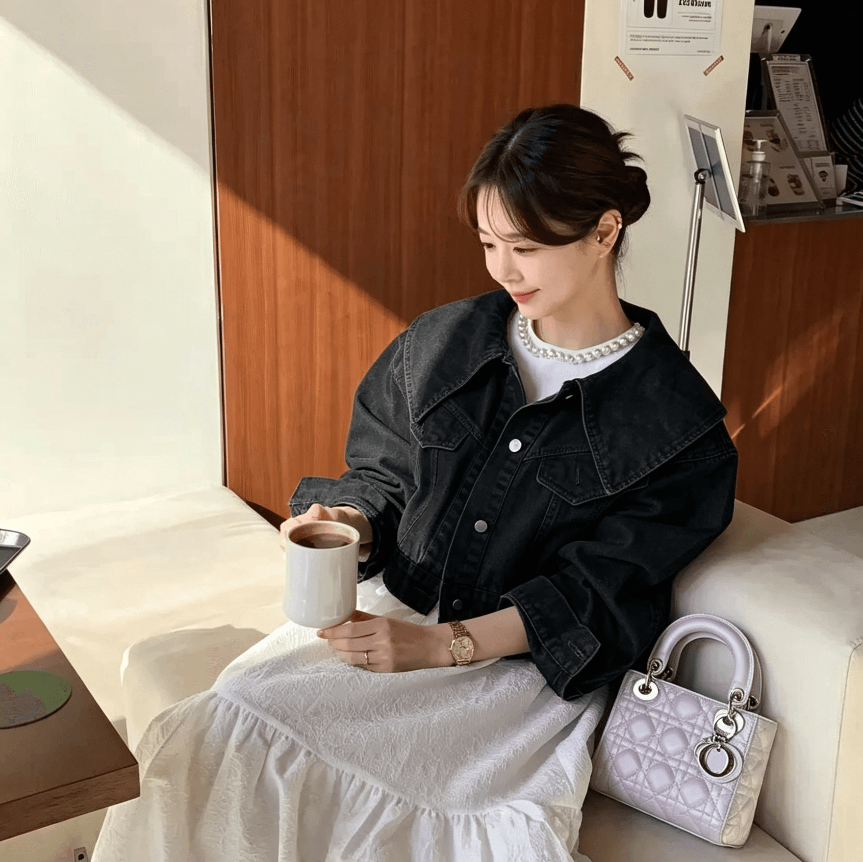 선물 화물 한국 chic 연령 감소 베이비 칼라 루즈핏 캐주얼 다용도 긴팔 쇼트 스타일 데님 재킷 맨위 여성 이미지 4