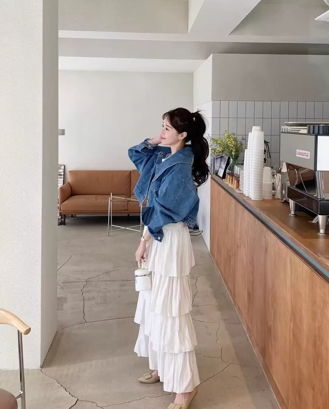 선물 화물 한국 chic 연령 감소 베이비 칼라 루즈핏 캐주얼 다용도 긴팔 쇼트 스타일 데님 재킷 맨위 여성 상세 이미지 10