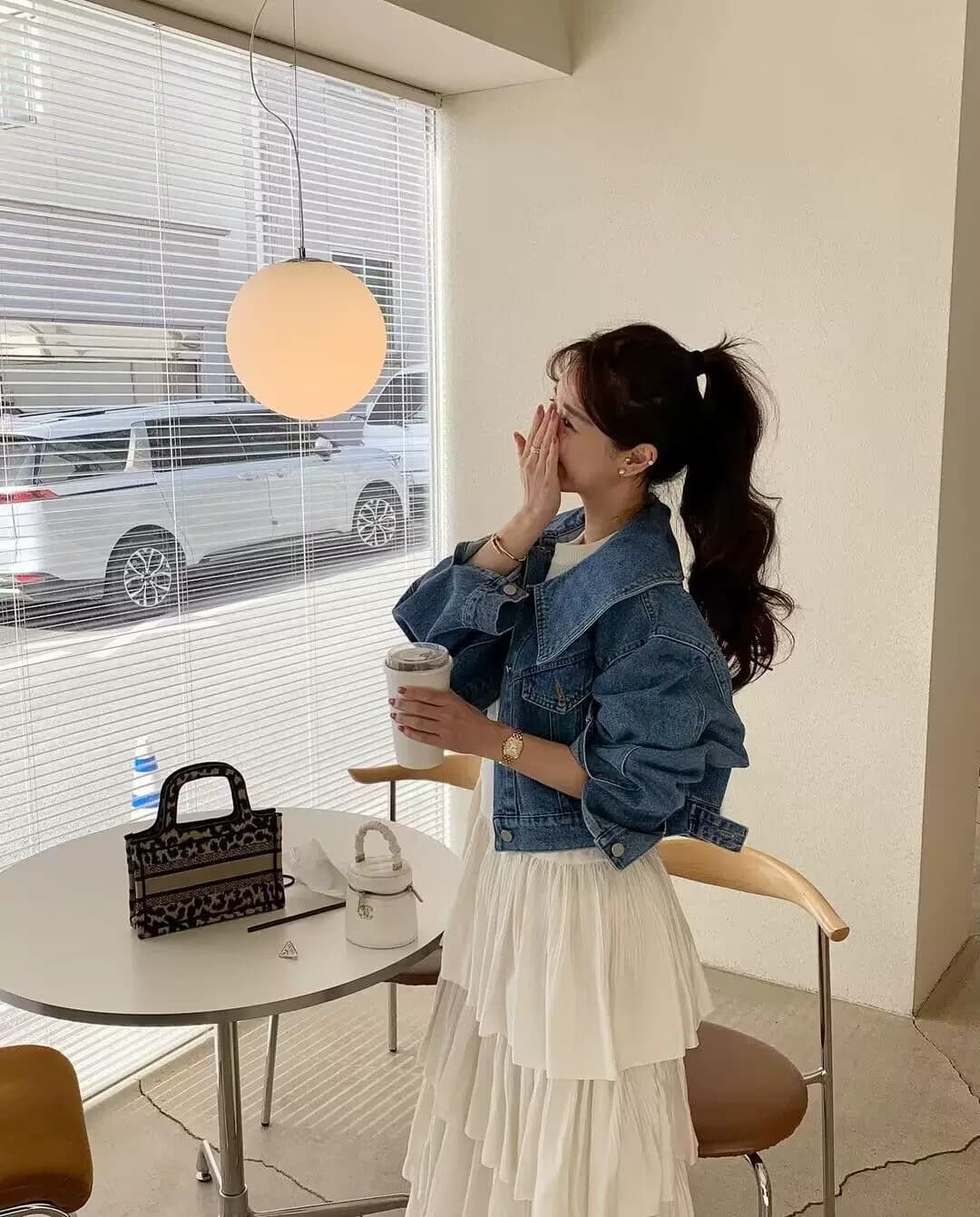 선물 화물 한국 chic 연령 감소 베이비 칼라 루즈핏 캐주얼 다용도 긴팔 쇼트 스타일 데님 재킷 맨위 여성 상세 이미지 15