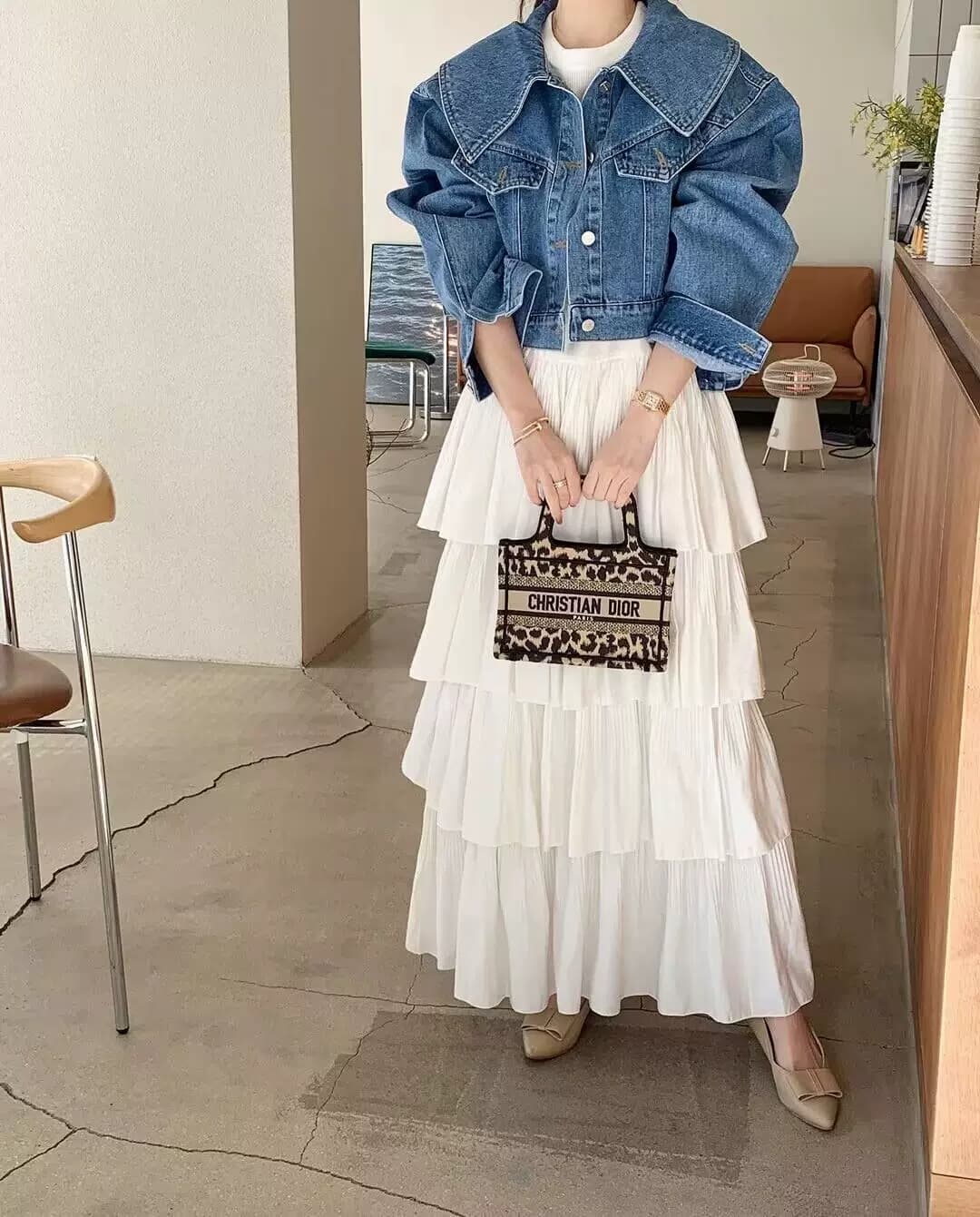 선물 화물 한국 chic 연령 감소 베이비 칼라 루즈핏 캐주얼 다용도 긴팔 쇼트 스타일 데님 재킷 맨위 여성 상세 이미지 17